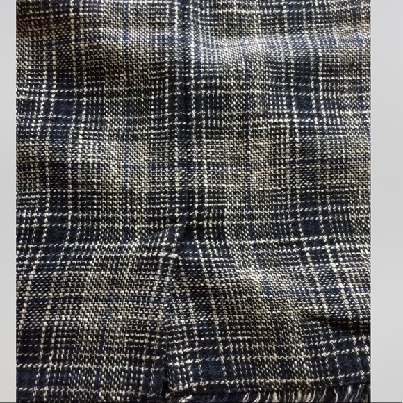 Esprit Faux Wrap Skirt Navy Brown Distress Tweed  Like Wool Blend Mini Skirt - Picture 6 of 9
